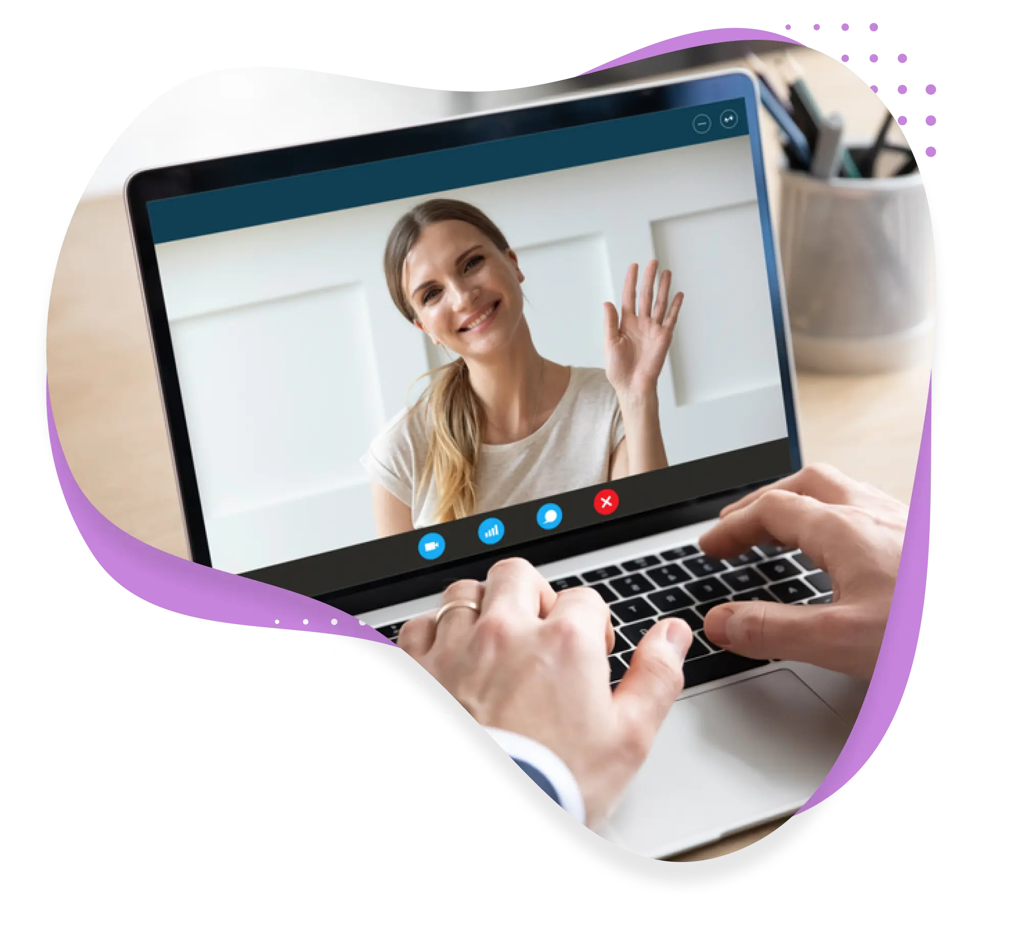 Patient Talking to a Virtual Front Desk Officer on Laptop